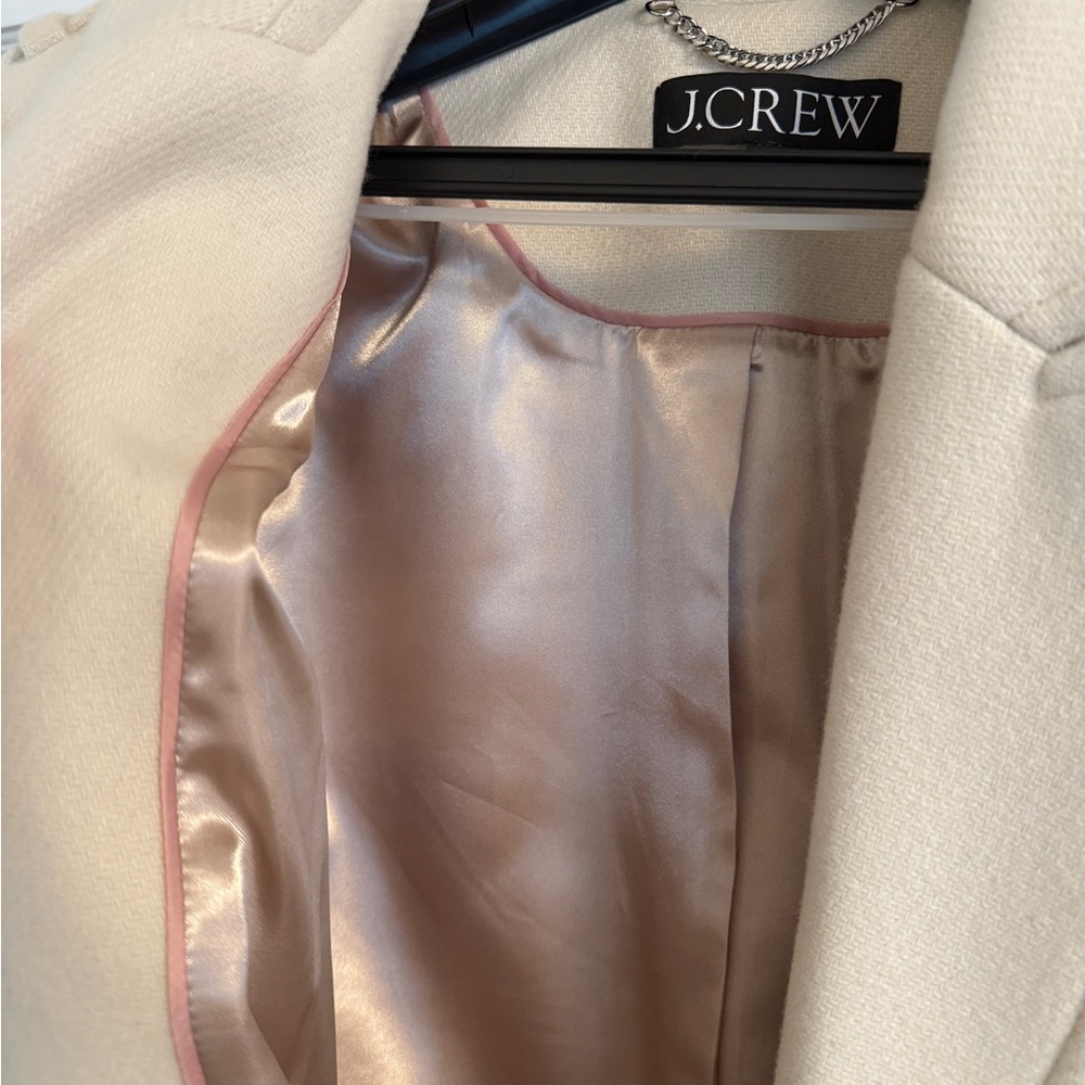 J. Crew Cream Trench Coat L ivory wool - Picture 9 of 11